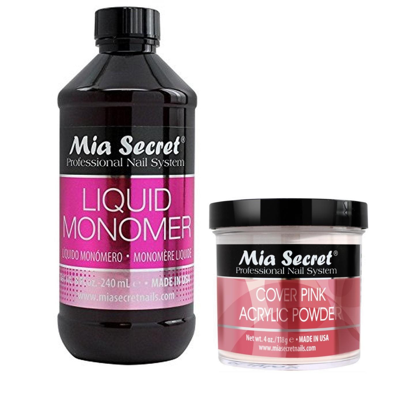 COVER PINK ACRYLIC 4 OZ POWDER BY MIA SECRET & 8 OZ MONOMER SET – MADE IN USA