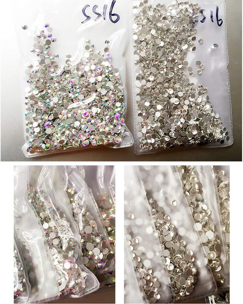 1440pcs Crystal Glass Flatback Rhinestones Glitter 3D Nail Art Gems Tips Decor