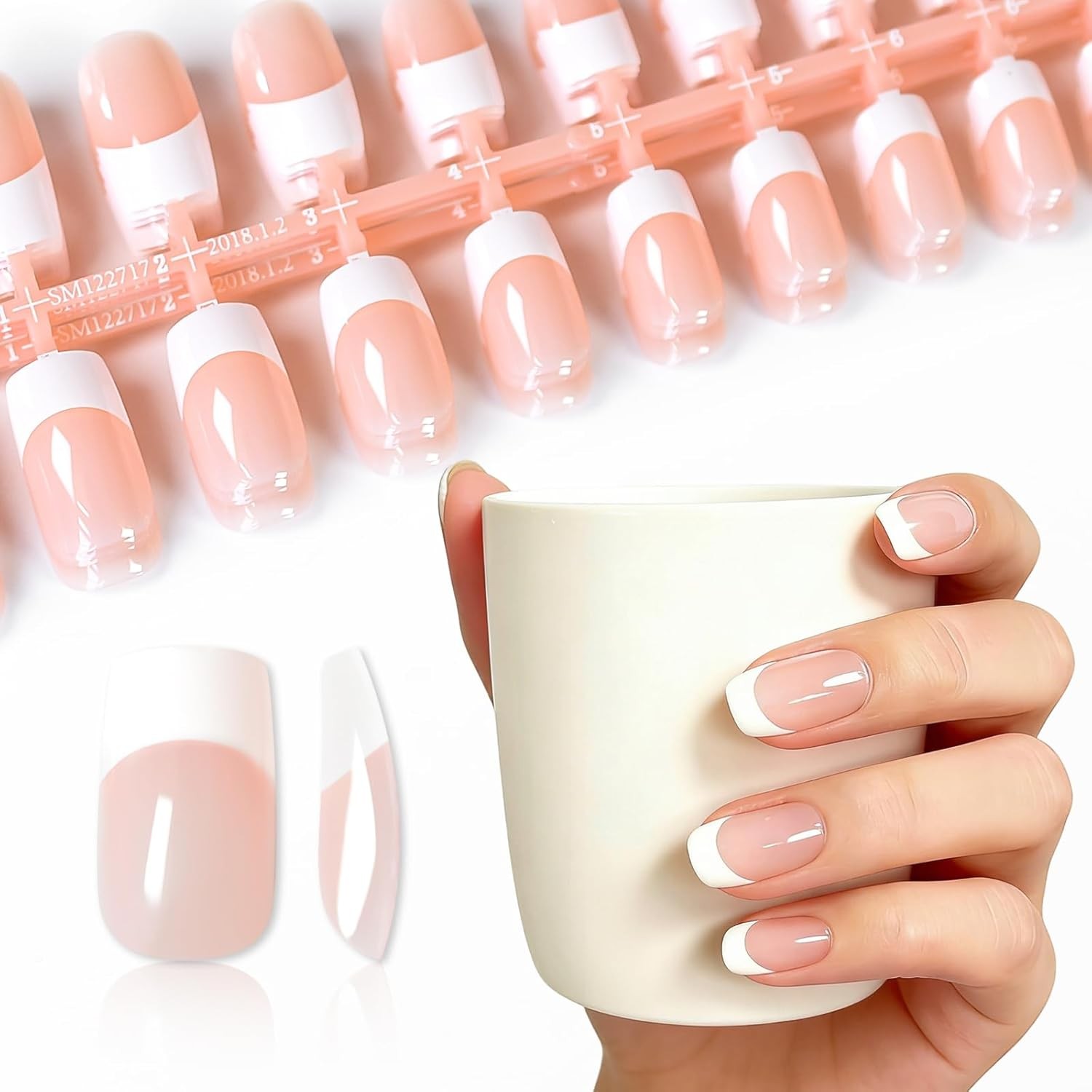 IKISKT 120Pcs 5 Pack Children ABS Plastic Fake Nails Press on Full Cover French