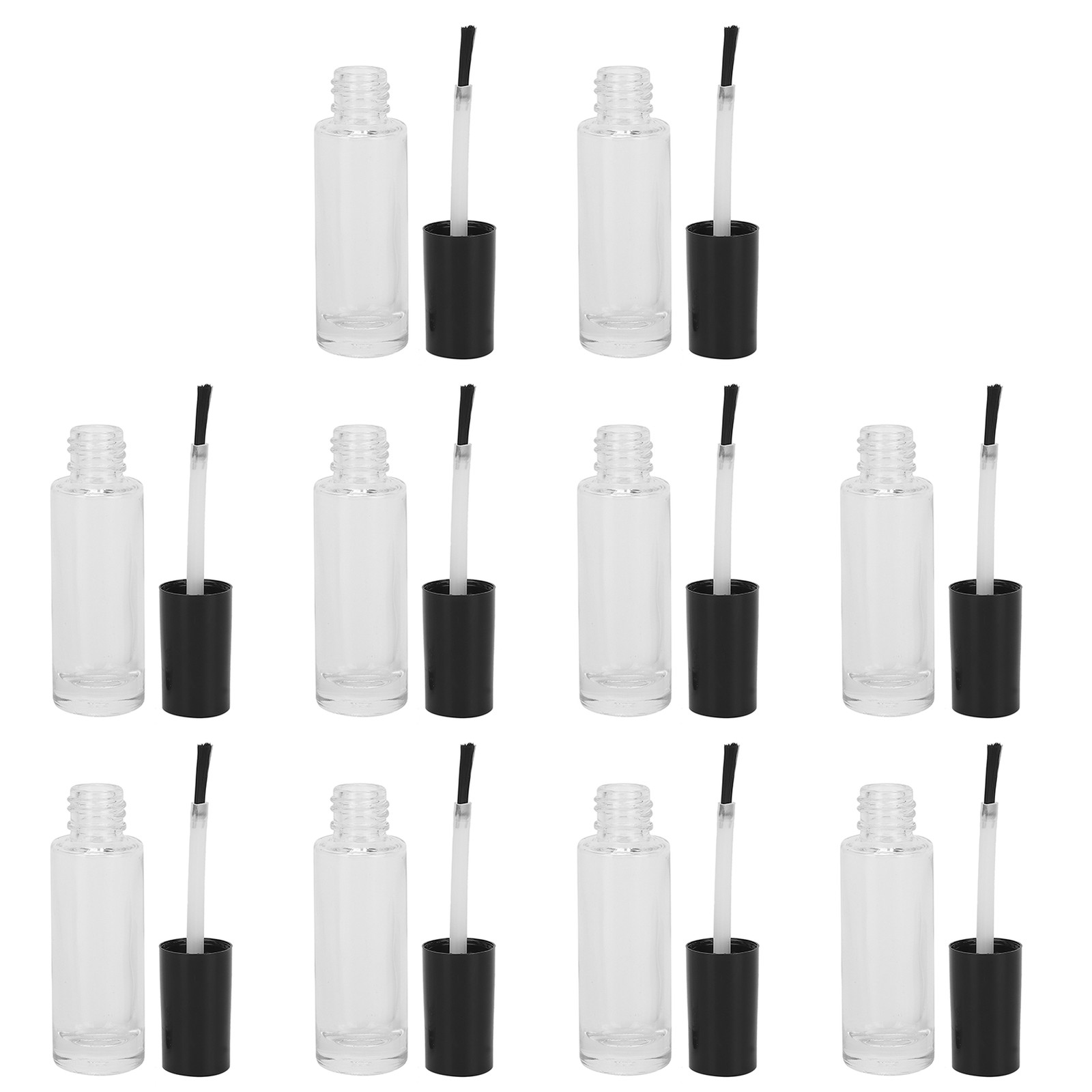 10pcs 8ml Empty Nail Polish Glass Bottles Accessory With Brush Cover Mixing