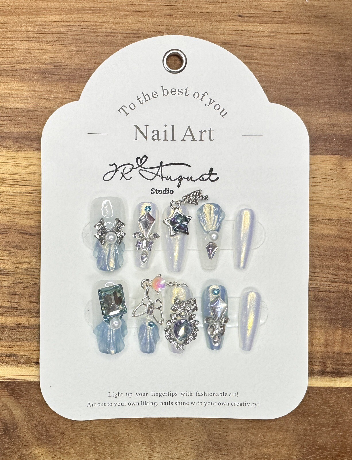 Press on nails Handmade Dreamy Blue Mermaid Princess long coffin S M L