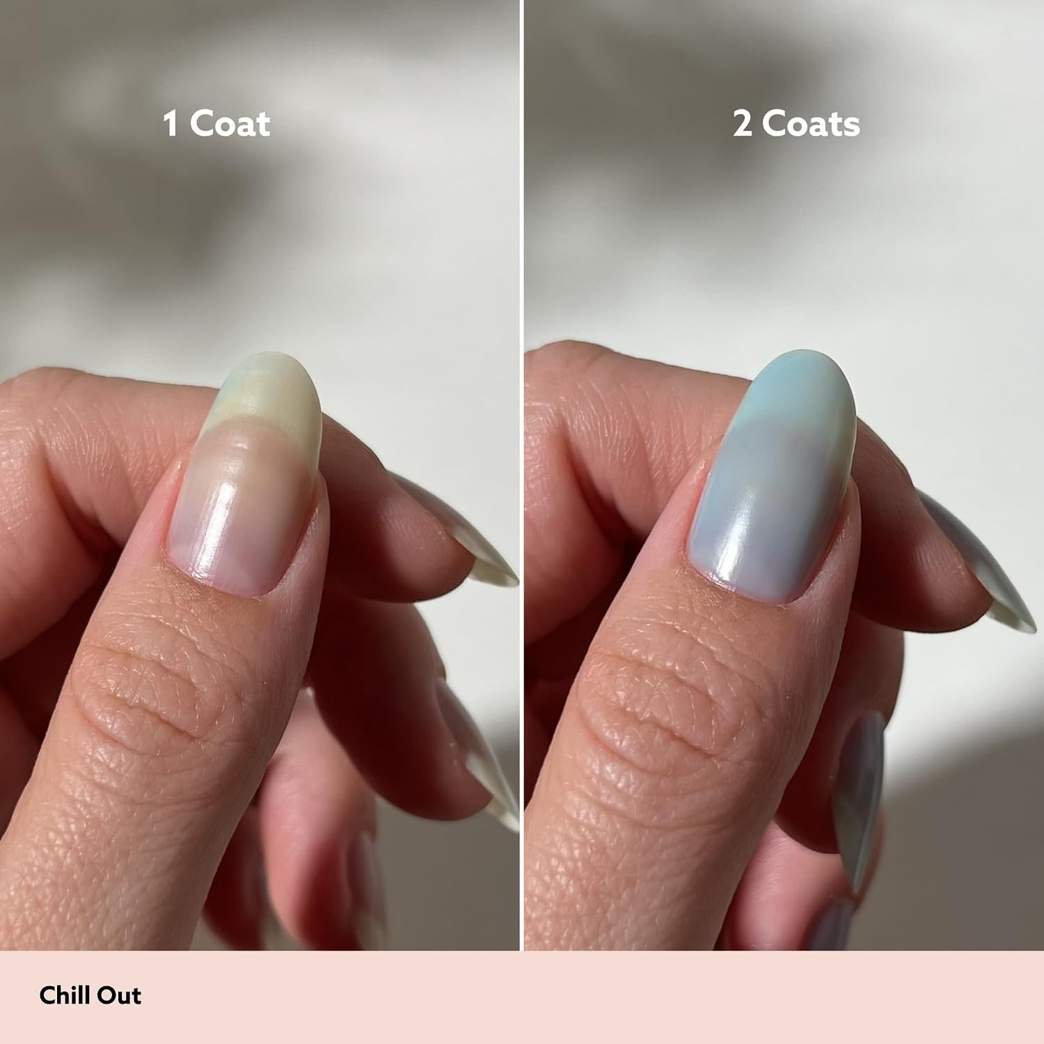 Dazzle Dry Nail Lacquer (Step 3) – Chill Out – A sheer pale powder blue. Sheer.