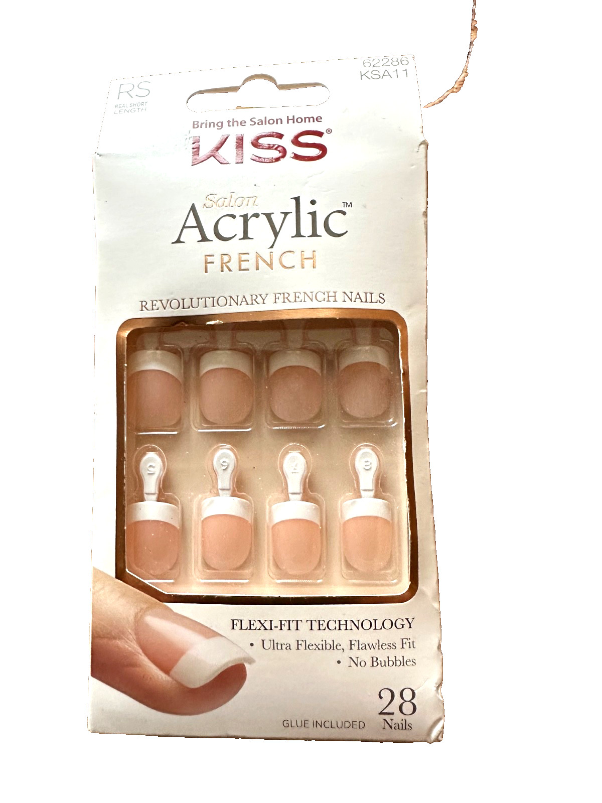 Kiss Acrylic French gel manicure kit includes glue real short NIB