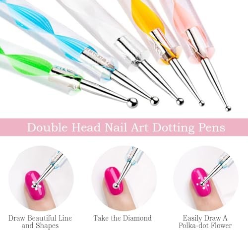 Nail Art Brushes Set 27 Piece Acrylic Dotting Pens Sculpture Tools Palette with