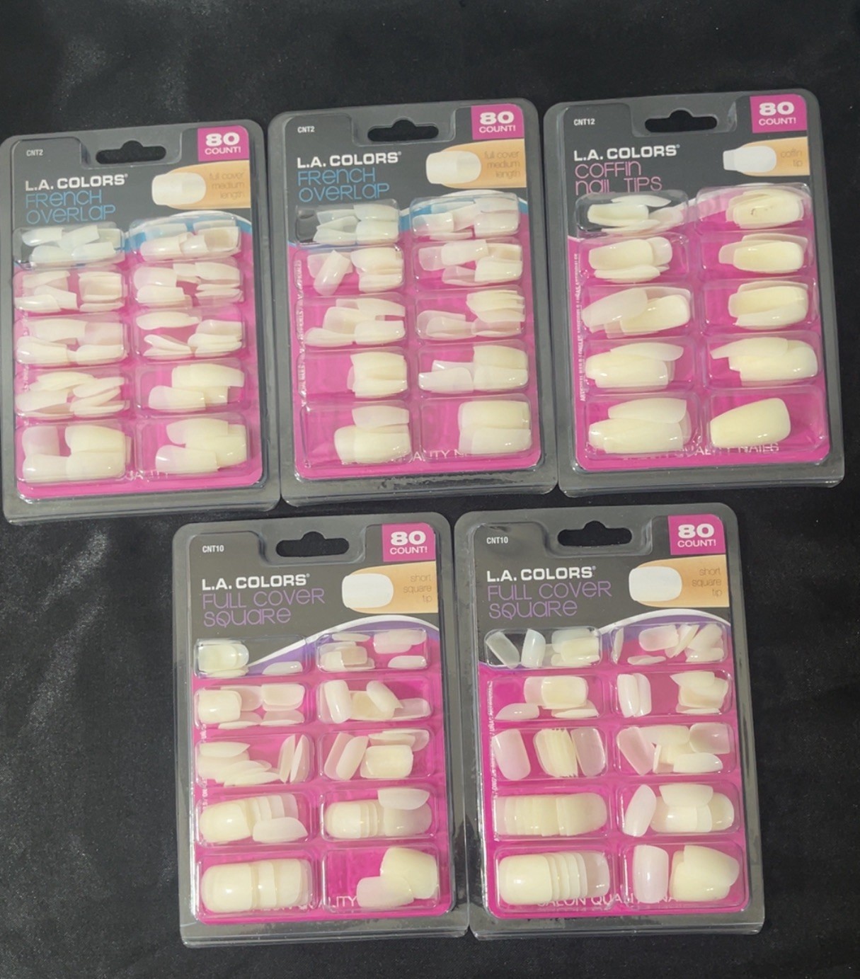 LA COLORS French Overlap Full Cover Square Nails 5 Packs 80pcs Per Pack