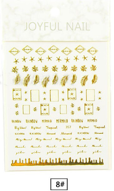 Nail Stickers Art Decal DIY Design Waterproof 3D Butterfly Heart Letters Gold US