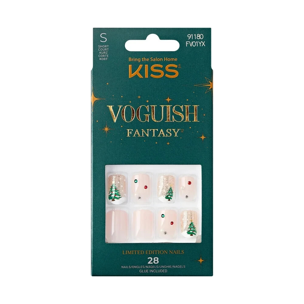 KISS MARSHMALLOW Voguish Fantasy Nails~FV01YX 91180 ~ Short Sq~ Christmas Tree