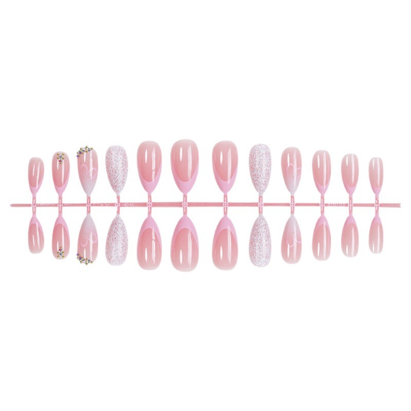 Valentine’s Day Pink Press in Nail 48 Pieces – Medium Almond Length Nail Art