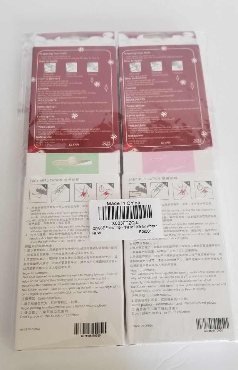 Lot Of 4 Press On Nails. Do it yourself Easy to Apply 24 Pieces Each Fun Colors