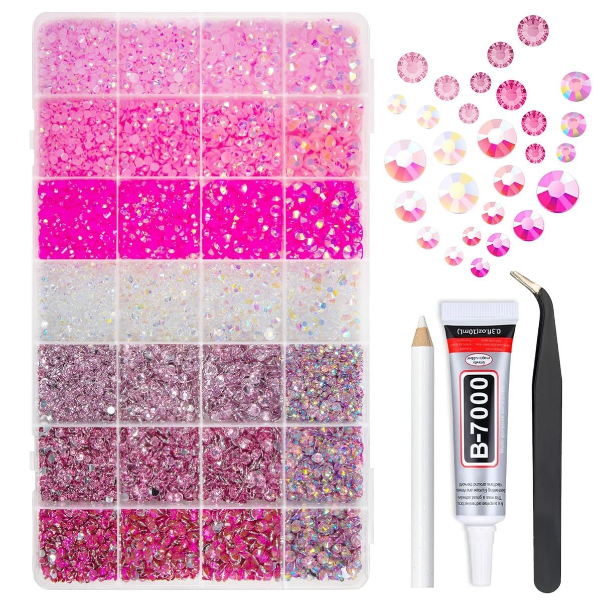 28 Types Pink Jelly Resin Rhinestones for Bedazzling Crafting 3mm-6mm Flatbac…