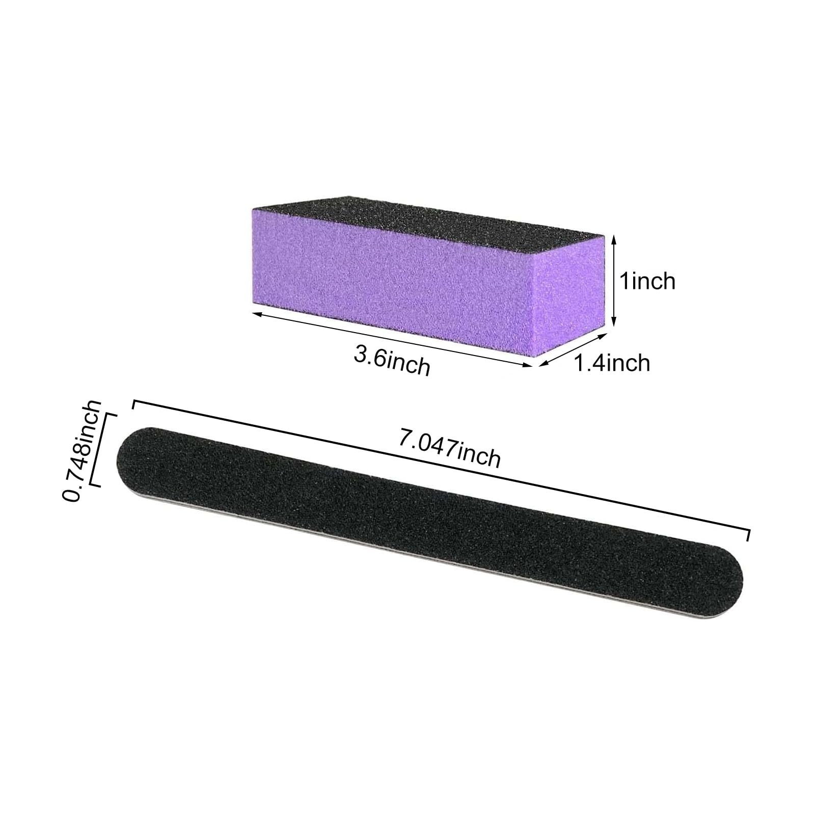 Nail File and Buffer Block, Professional Manicure Tools Kits, 100/180 Grit, B…