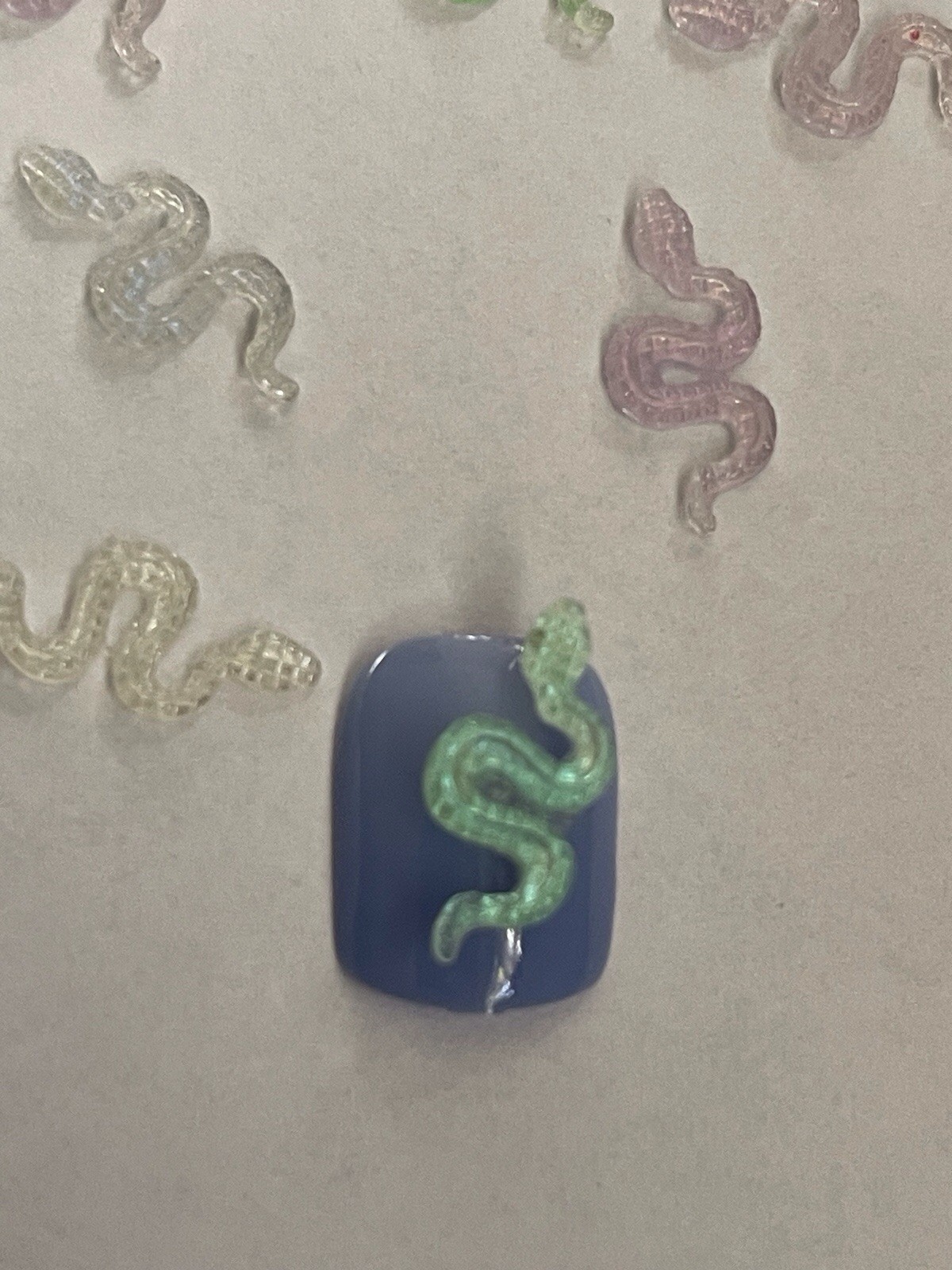 12 PCs Snakes Colorful Kawaii Nail Charms