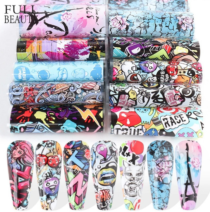 10 pcs Nail Art Foil Sex Mouse Sticker Transfer Decals Manicure DIY