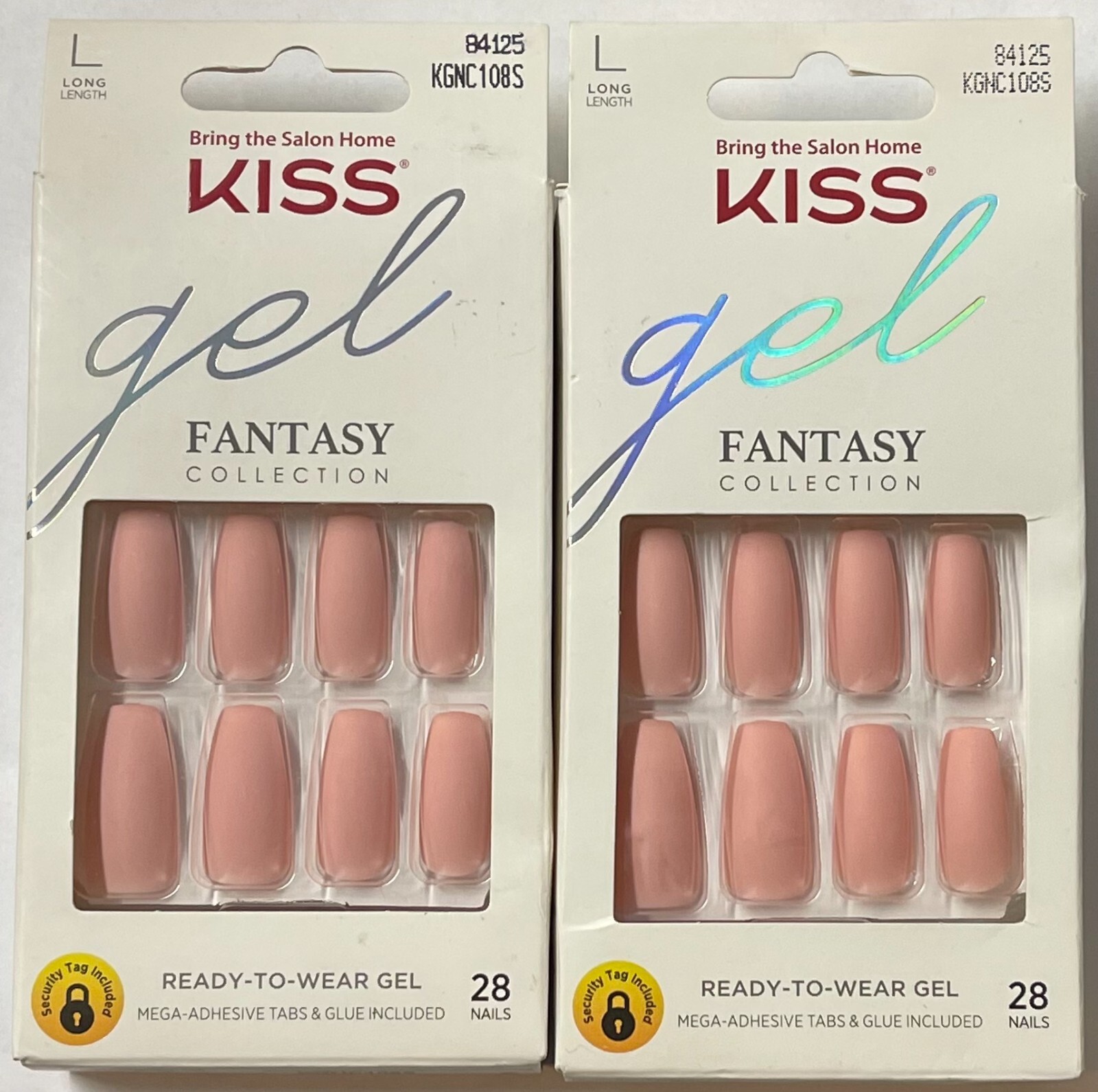 Kiss Gel Fantasy Ready-To-Wear Gel Long Nails, KGNC108S, 2 Pack