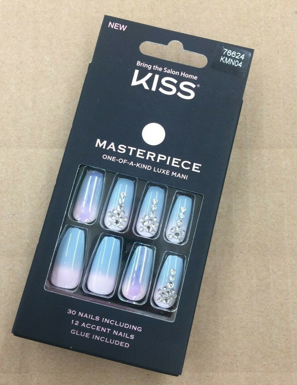 Kiss Nails Masterpiece Press on Fingernails Gel Glue Ombre Unicorn 76624 KMN04