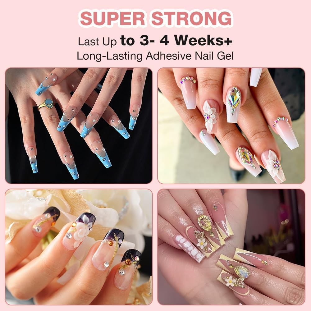Nail Rhinestone Glue Super Adhesive Gel 10g for Gems and 3D Nail Art, Long Lasti