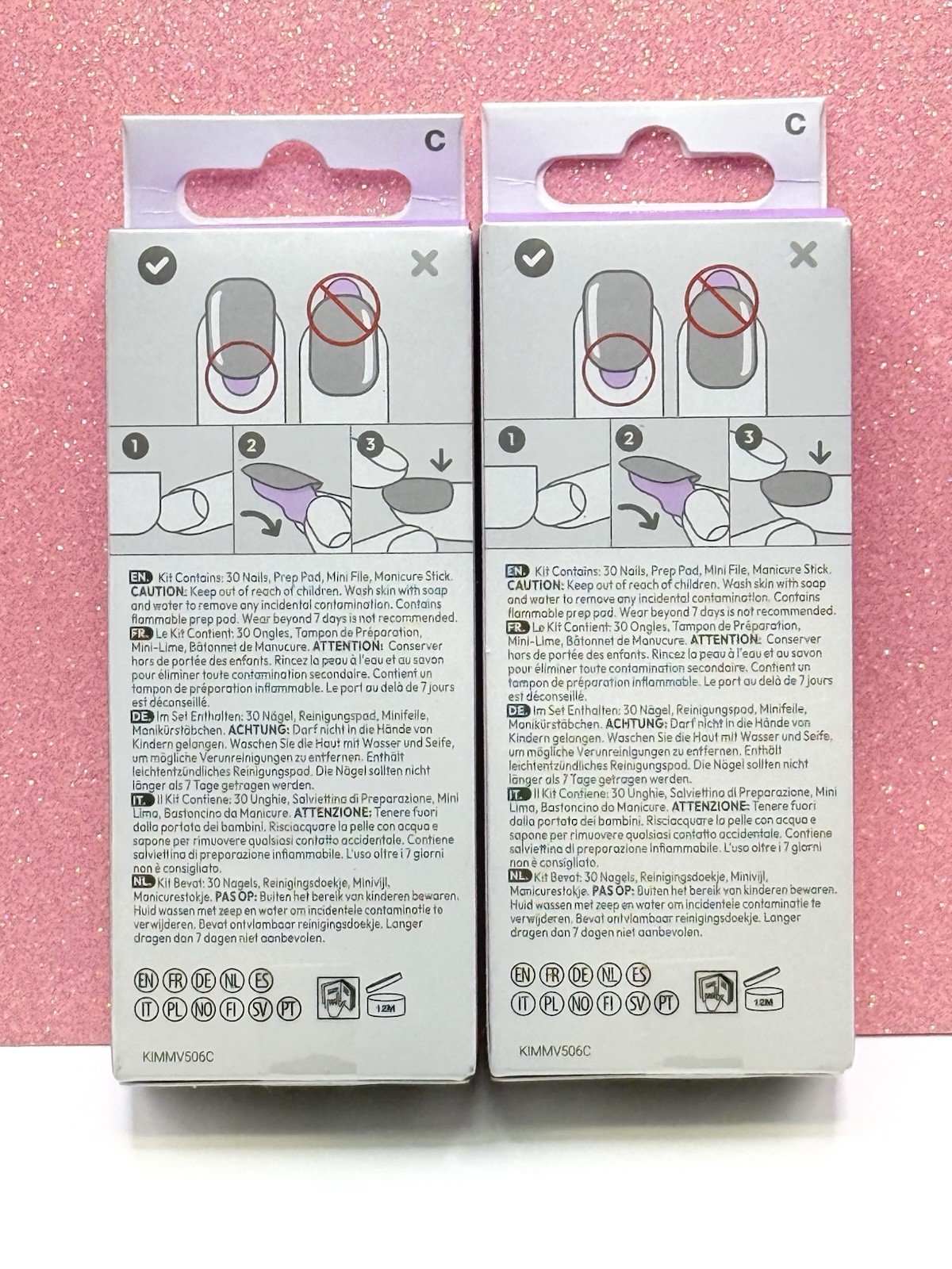 Kiss imPRESS Press-On Nails Medium Almond Lavender Flower 22856 Pastel Bloom 2pk