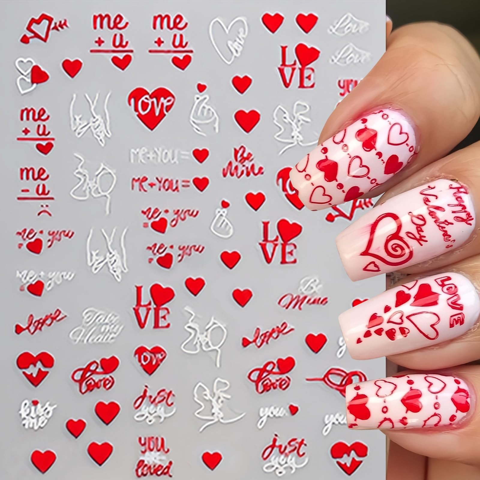 Valentine’s Day Heart Nail Art Decals Self-Adhesive DIY Manicure Decorations