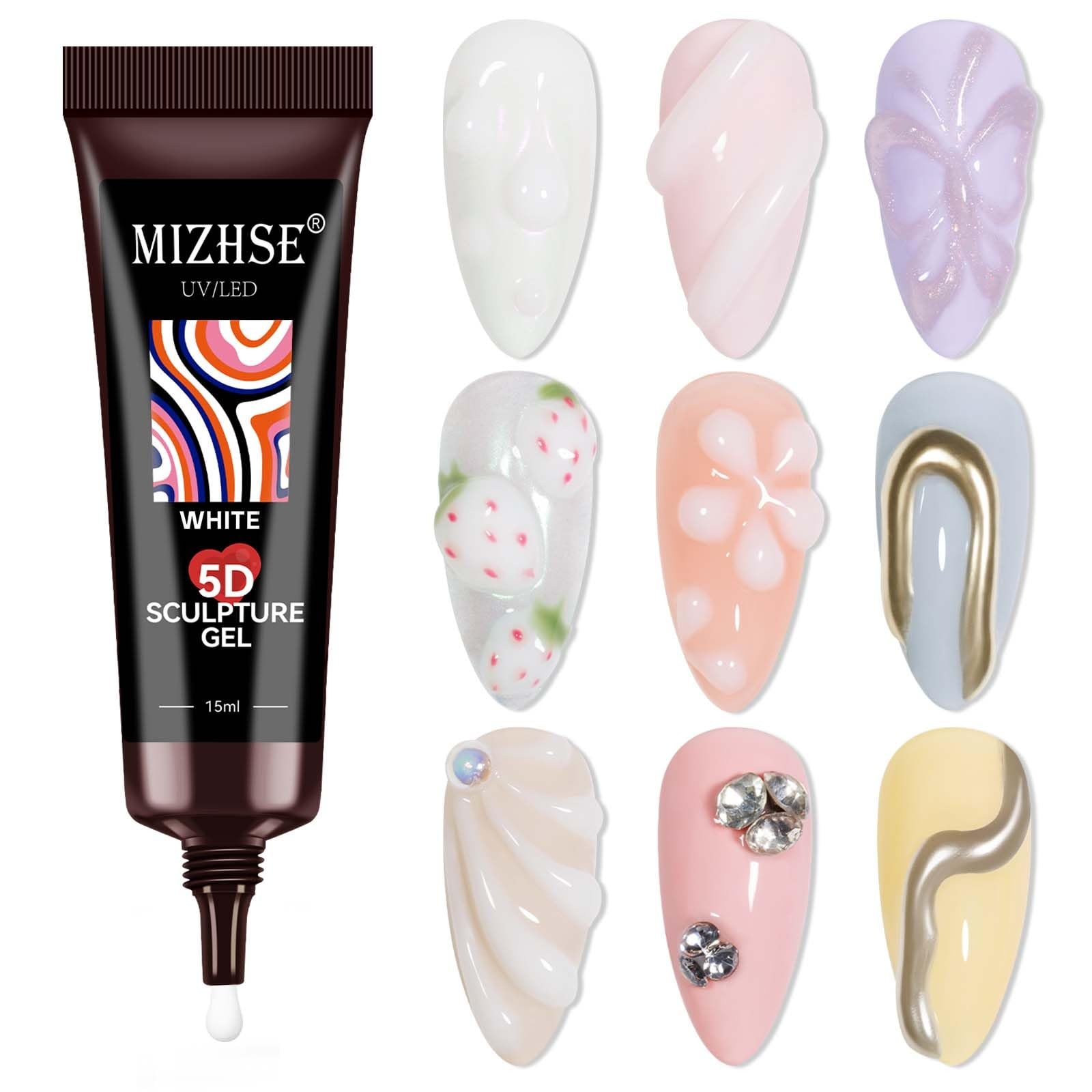 MIZHSE Sculpting Gel for Nails, Milky White 3D 0.5 Fl Oz (Pack of 1),