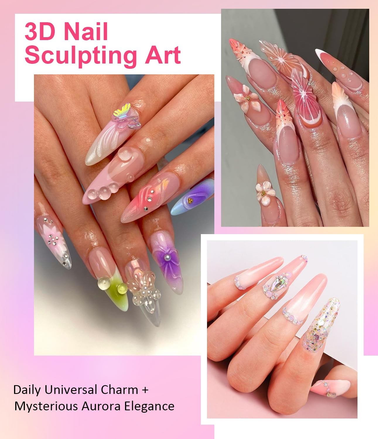 Solid Builder Gel For Nails – Non-Sticky Hand 3D Gel Nail Art Easy Shape 3D S…
