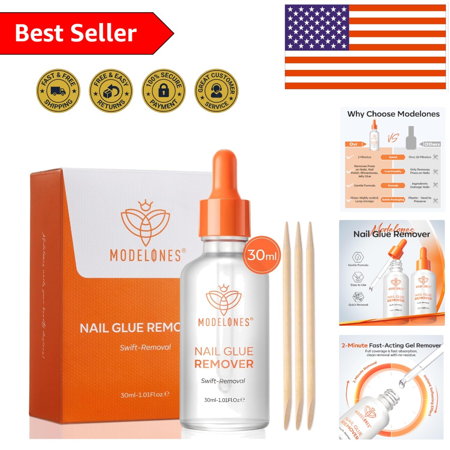 Quick 30ml Nail Glue Remover for Press-On Nails – Easy Two-Step Application