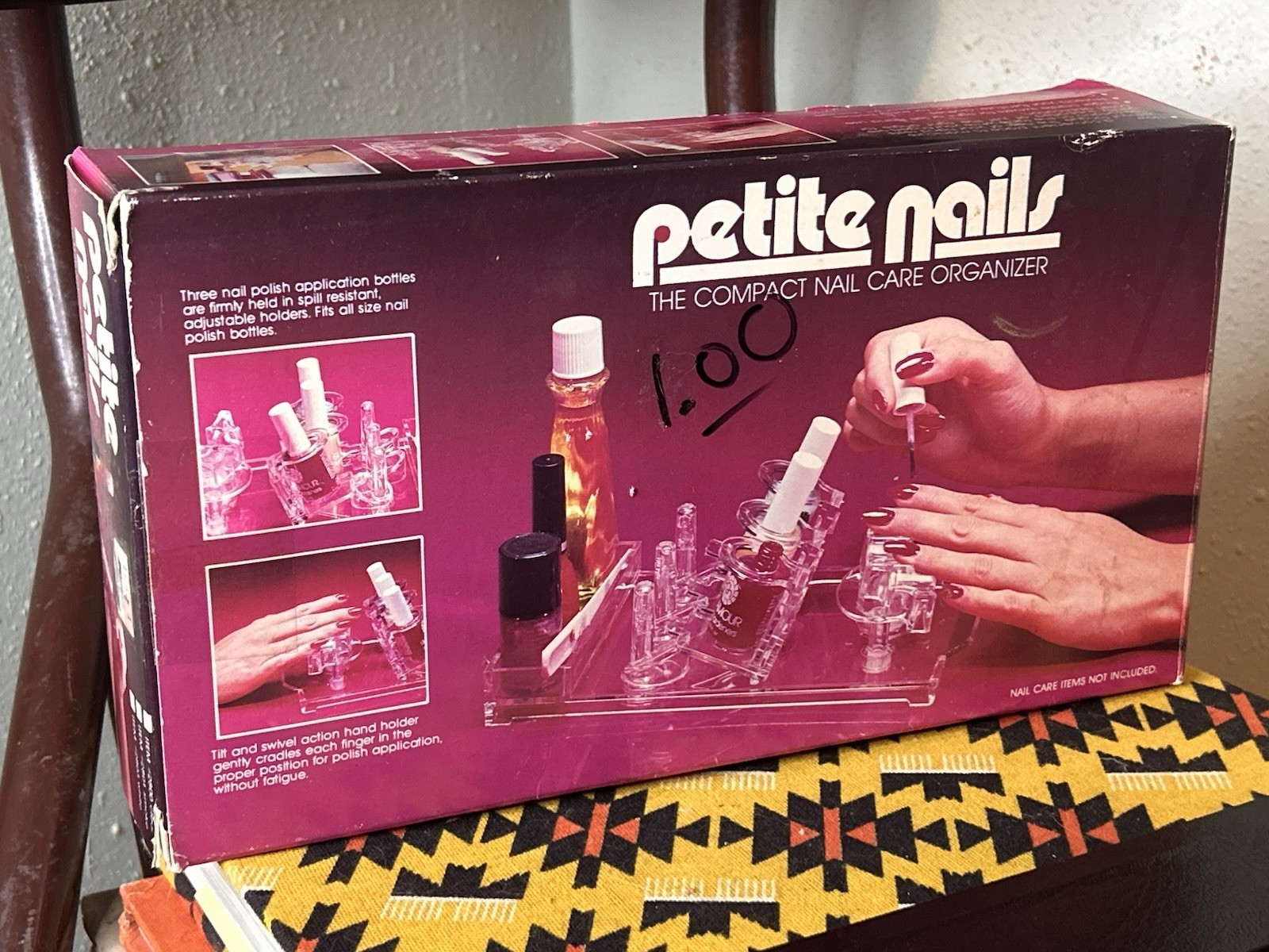 Vintage 80s Petite Nails Polishing Station Plexiglass Hand Rest Polish Holder
