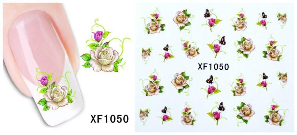 Nail Art Water Transfer Sticker Decal Stickers Pretty Heart Red Black XF1050