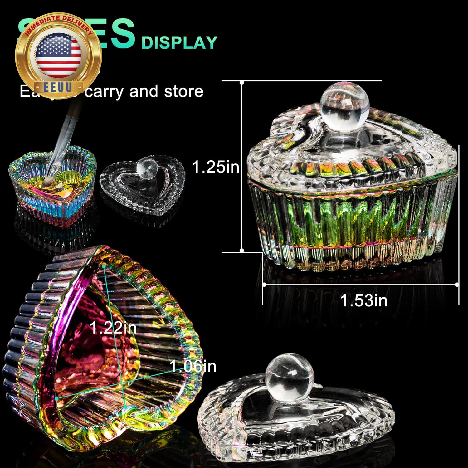 2PCS Nails Tips Art Dappen Dish with Lid Acrylic Liquid Powder Dappen Monomer Di