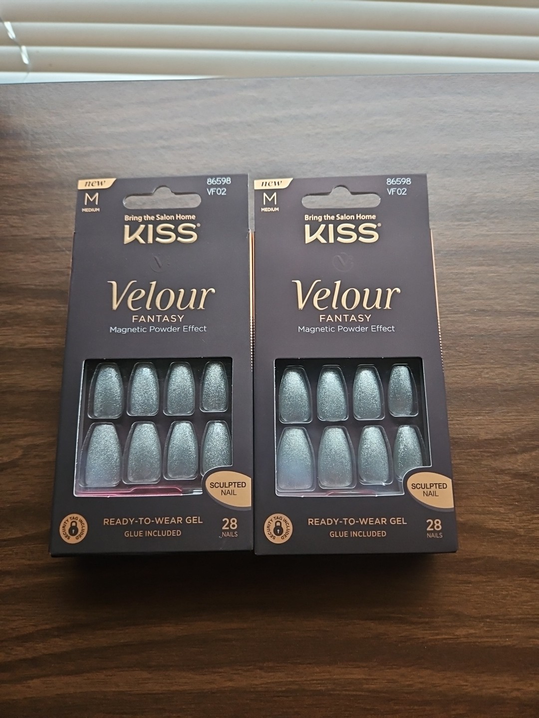 2xKiss Nails Glue-On Gel,Powder Effect Shimmering Silver👀myPage For+Designs💅🏻