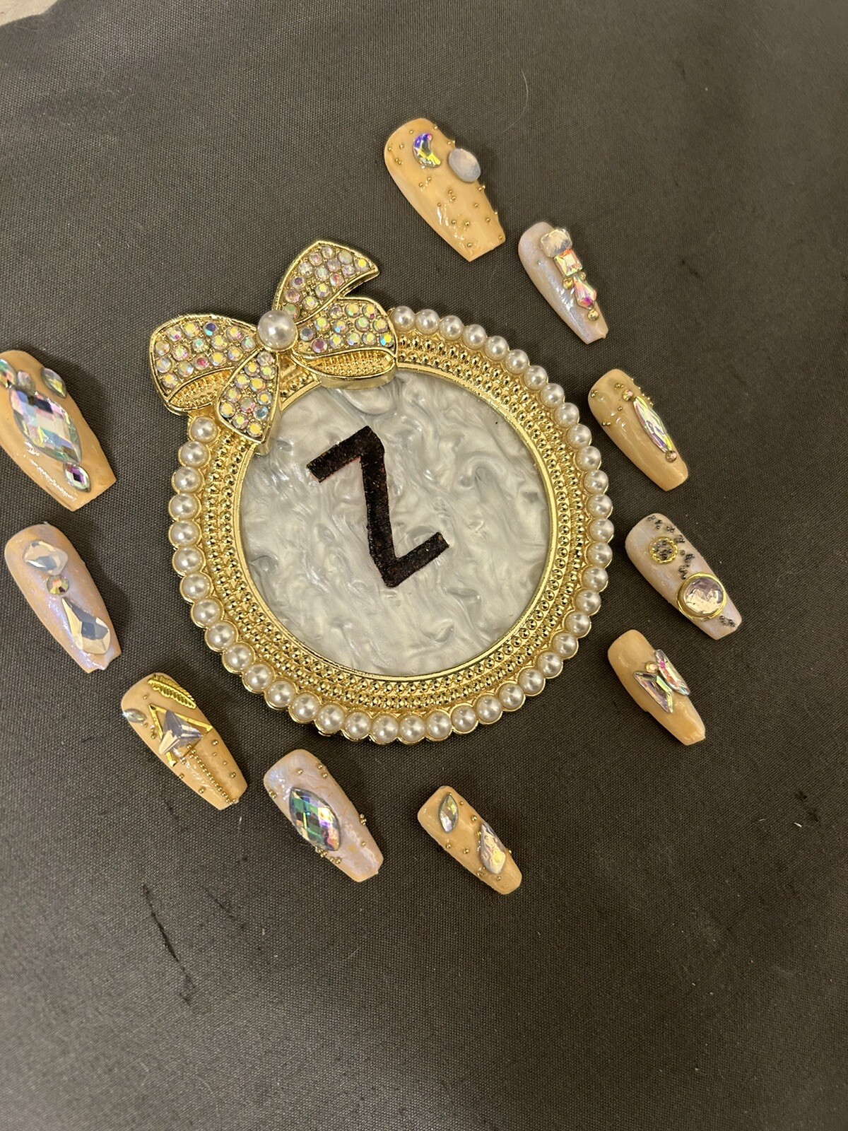 Z NAILZ! Gorgeous 10 Piece Set Of Handmade M Ballerina Press On Nails W/Bling