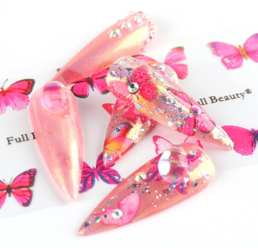 10Pcs Colorful Beautiful Butterfly Nail Art Transfer Foil Sticker Manicure 1789