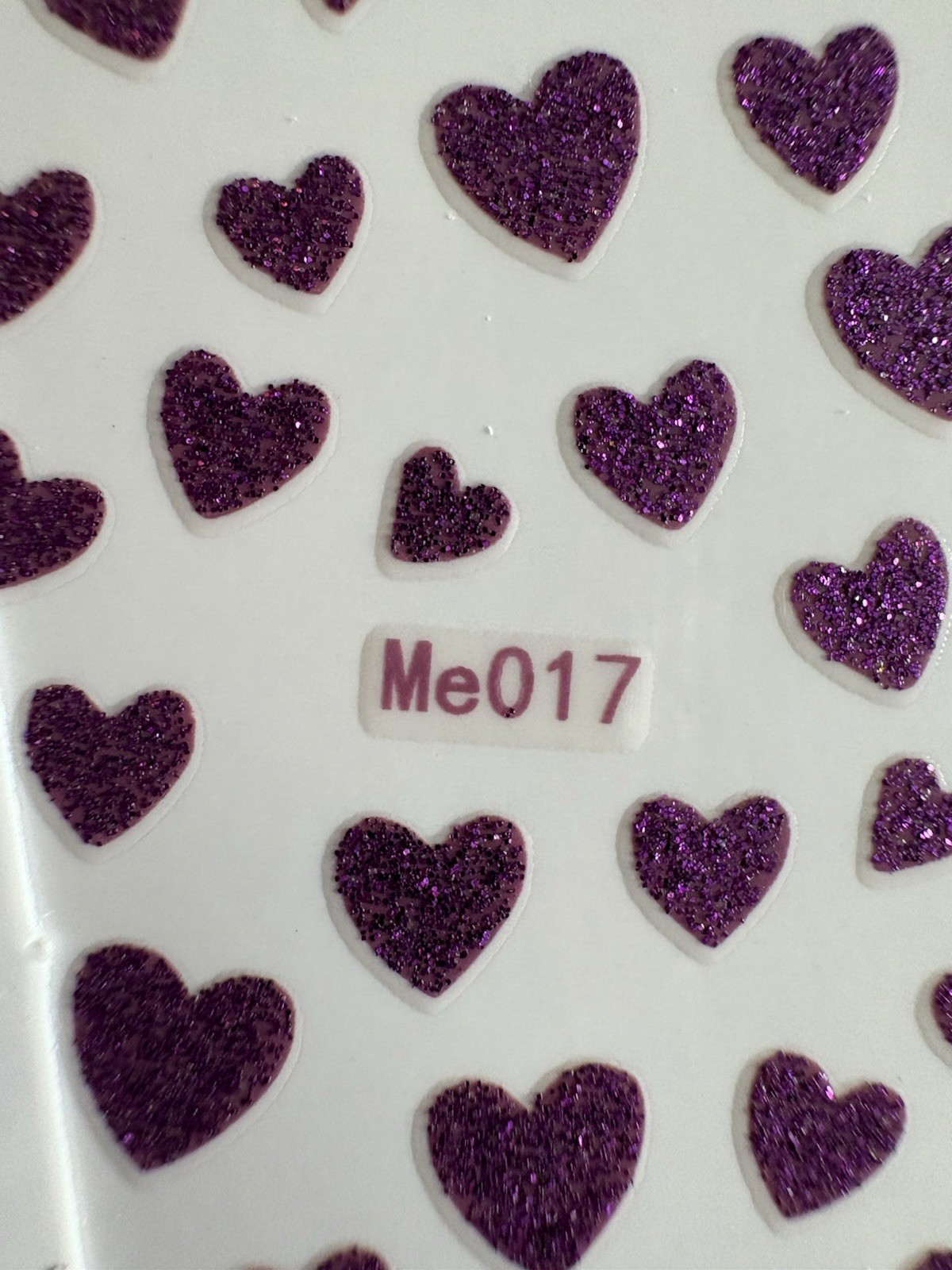Multicolor Glitter Heart 3D Nail Art Stickers Self-Adhesive for Love Theme