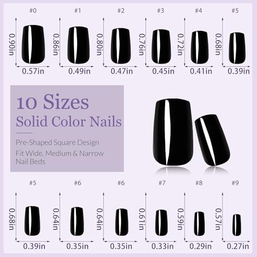 Press on Nails Square, 576PCS Square Press on Nails Multicolor Medium Square
