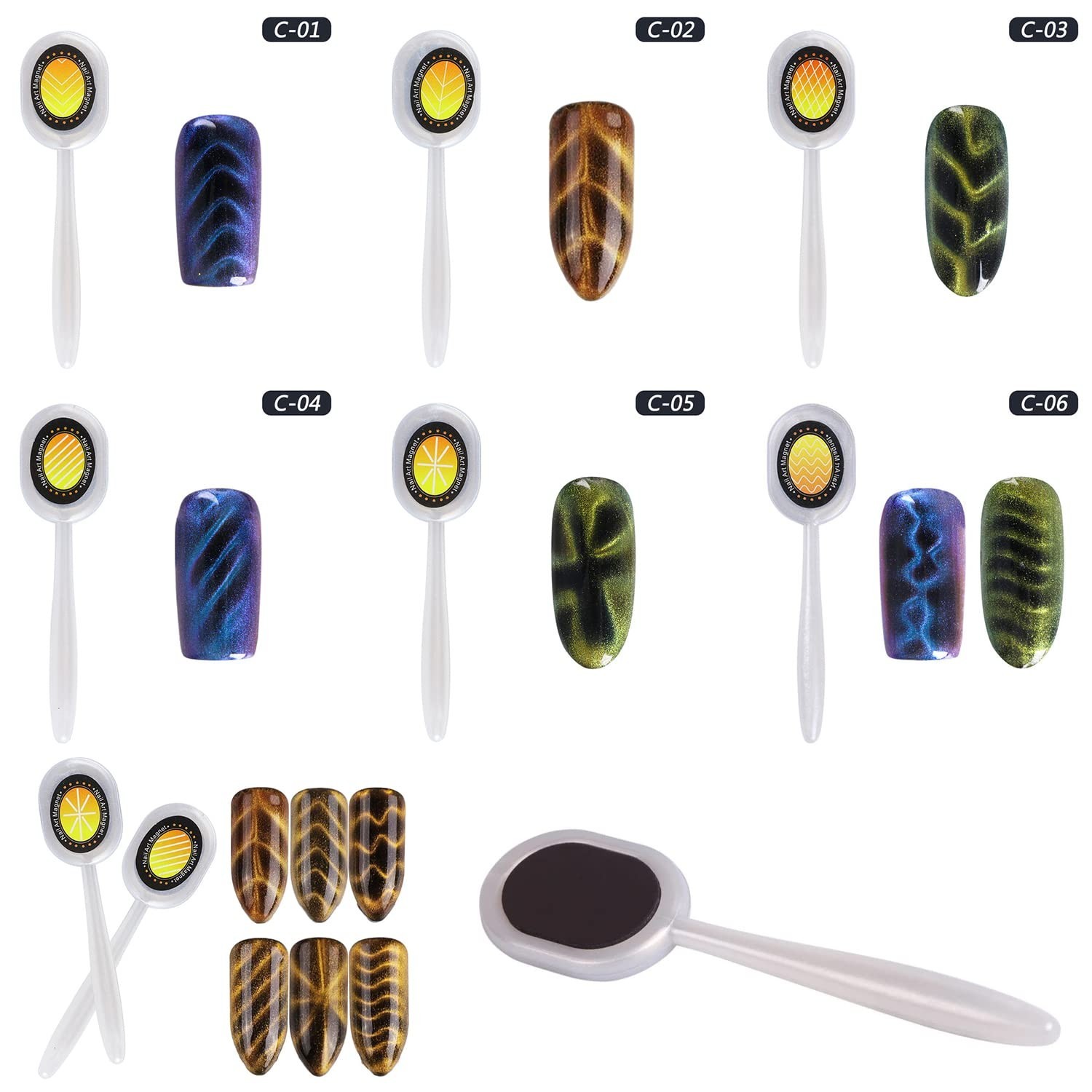 11Pcs Nail Magnet, Cat Eye Magnets for Nails, Nail Polish Magnet Stick 3d Nai…