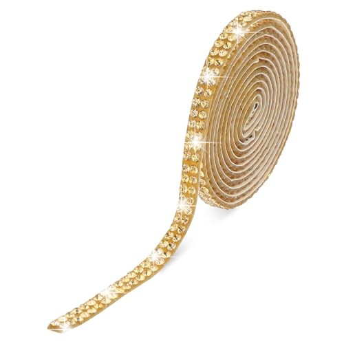 Self Adhesive Rhinestone Strips Bling Crystal Rhinestone Ribbon Glitter gold