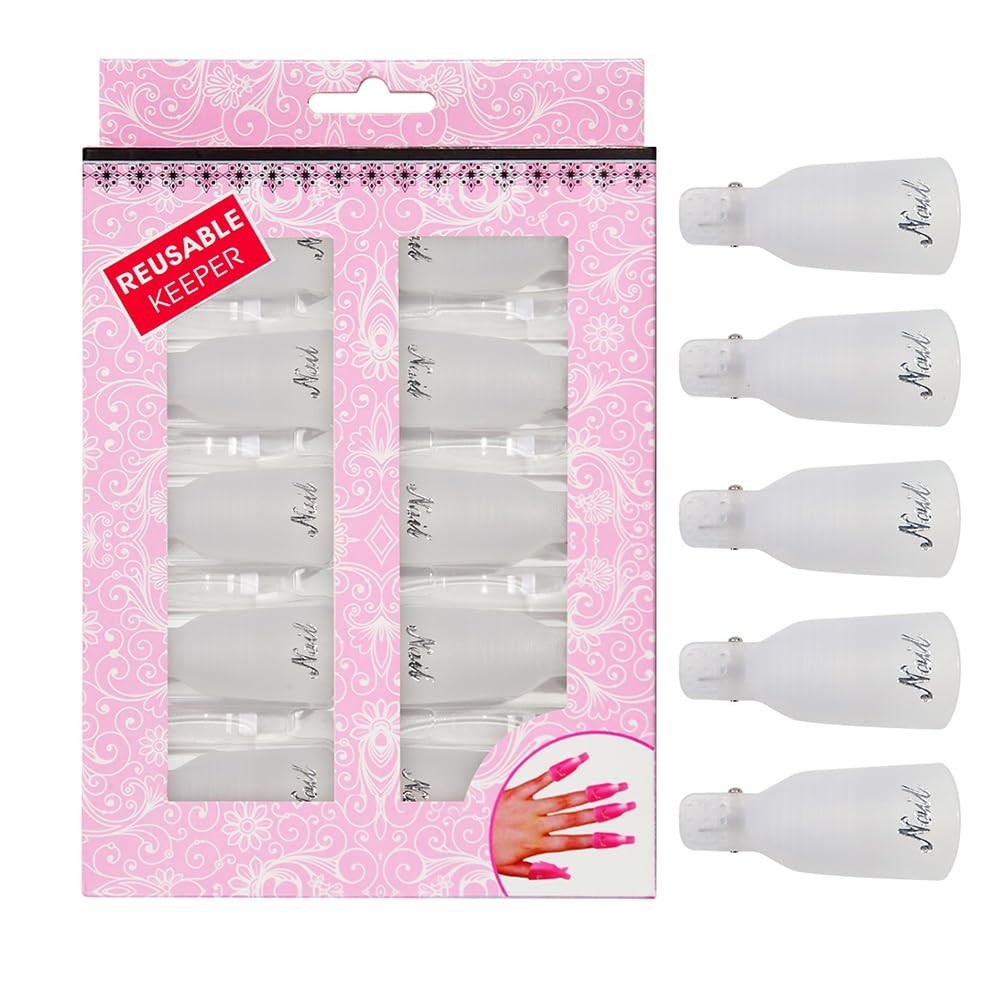 AKOAK 10 Pcs Plastic Acrylic Nail Art Soak Off 10 Count (Pack of 1), White