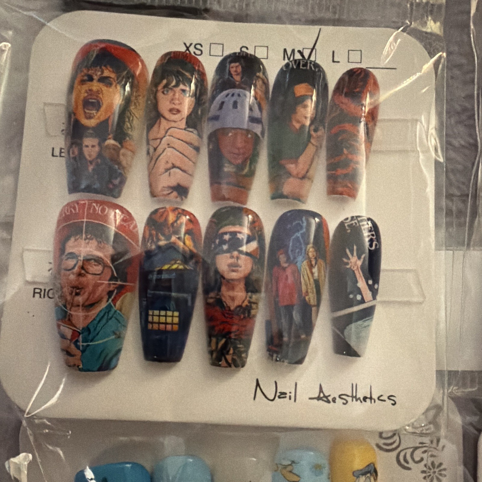 Press-On Nails Size Medium Coffin 3D Cartoon Full Cover Pre-Designed