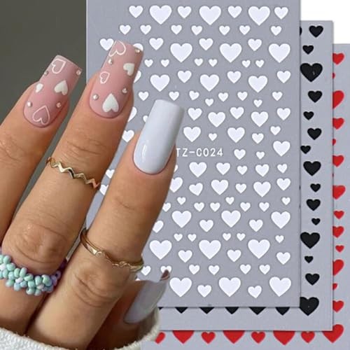 Heart Nail Stickers -Valentine’s Day Nail Art Supplies Heart Nail Decals for
