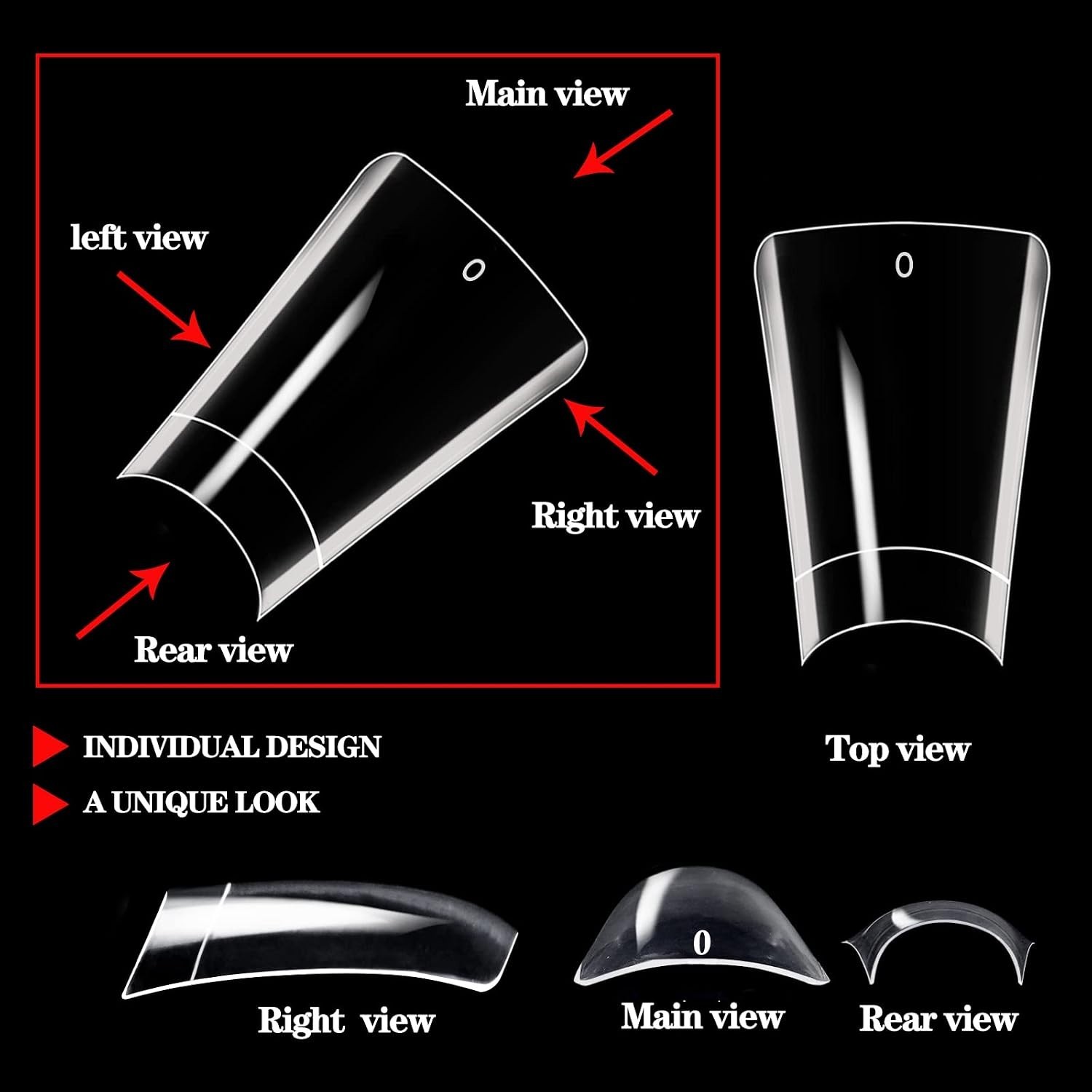 550PCS Clear Duck Nail Tips Half Cover Fan Flare Extra Short Curved French 11