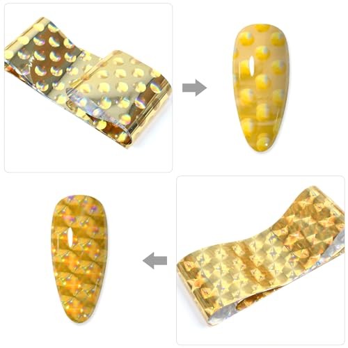 10 Rolls Gold and Silver Nail Foil Transfer Sticker Kit Laser Laser Gold Silver