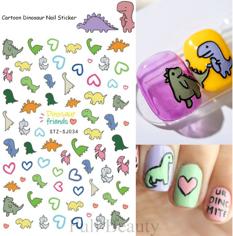 Kids Children Cartoon Dinosaurs Nail Stickers Decals Transfers Self-Adhesive NS7