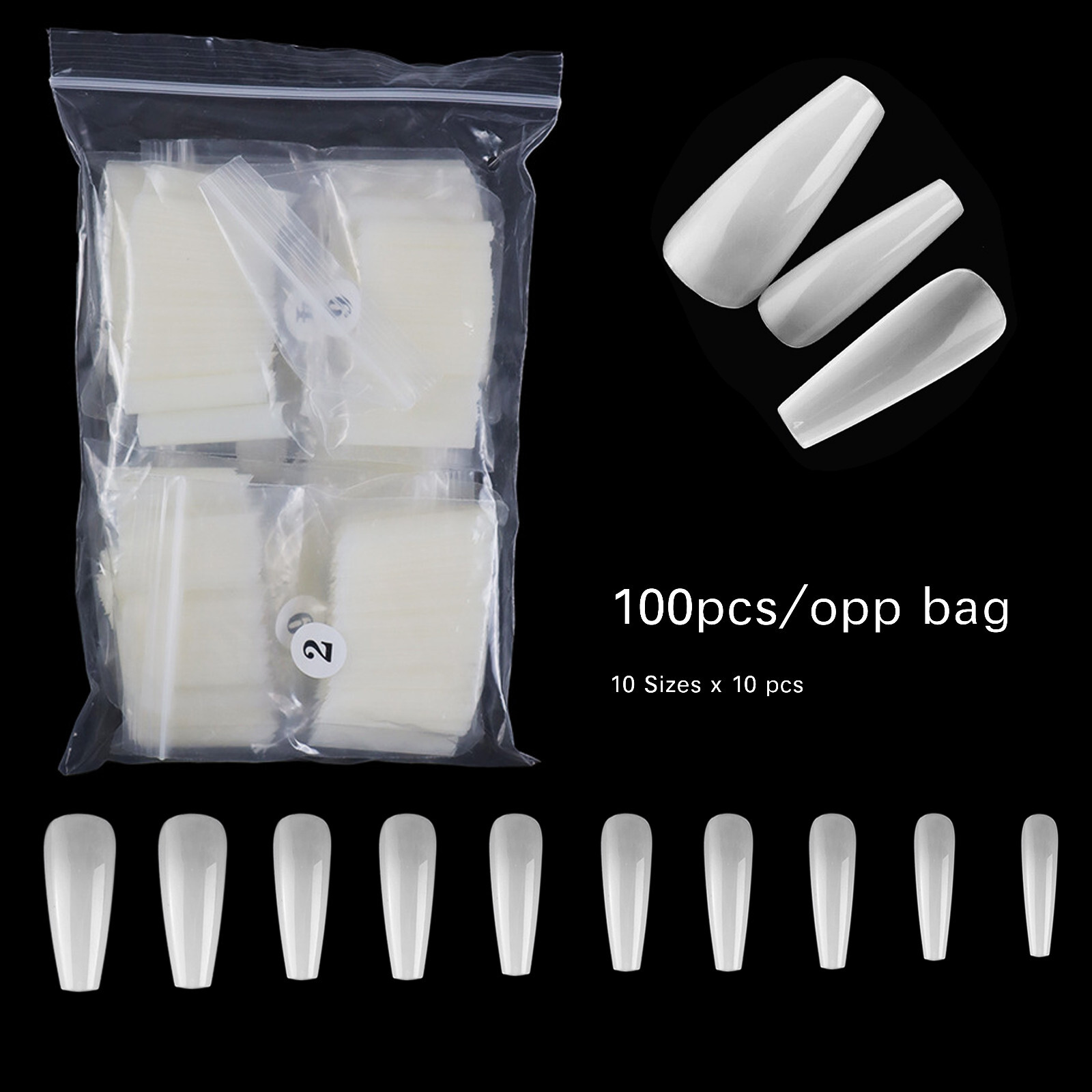 [DDP] Coffin Fake Nail Short Ballerina Press On False Nails Artificial Nail Tips
