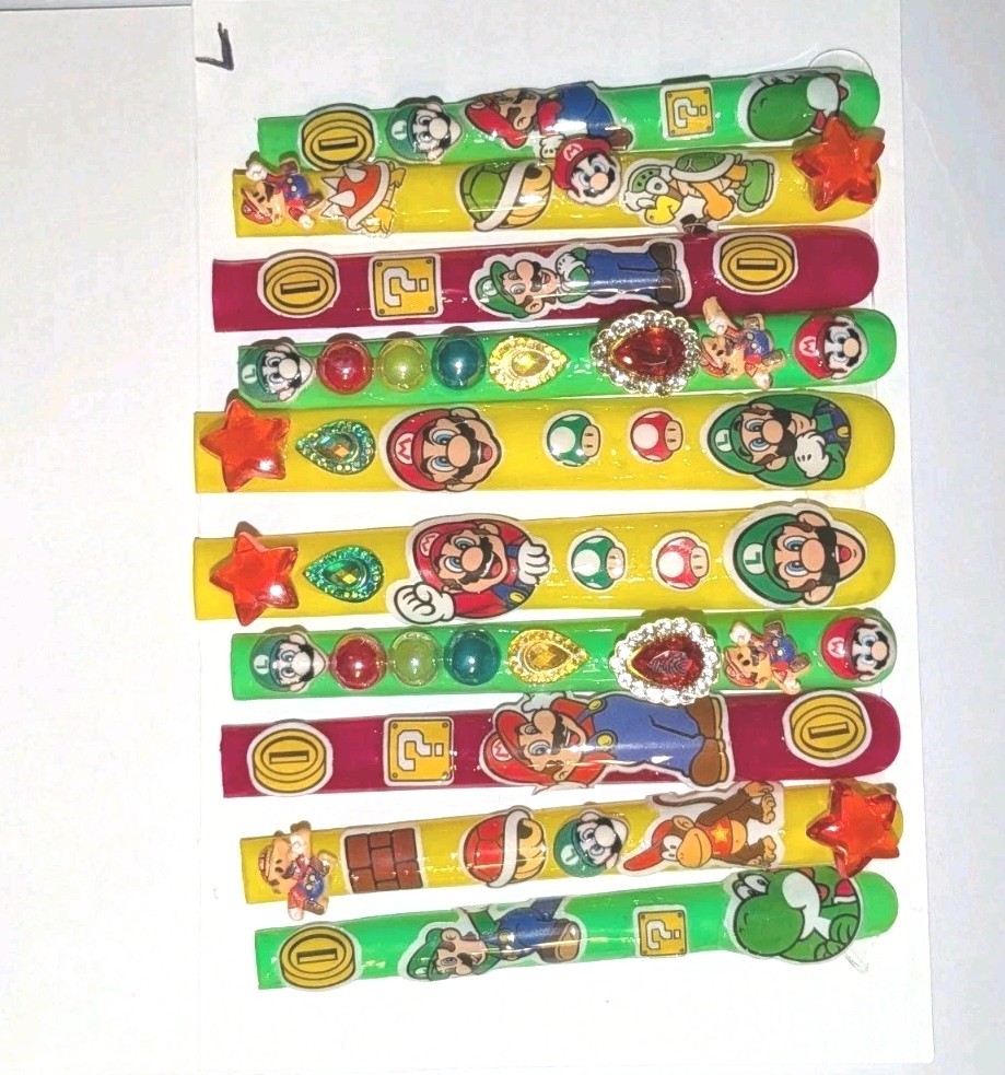 Bright Custom Super Mario Multicolor Decorative 6Xl Press On Nails Sz Large
