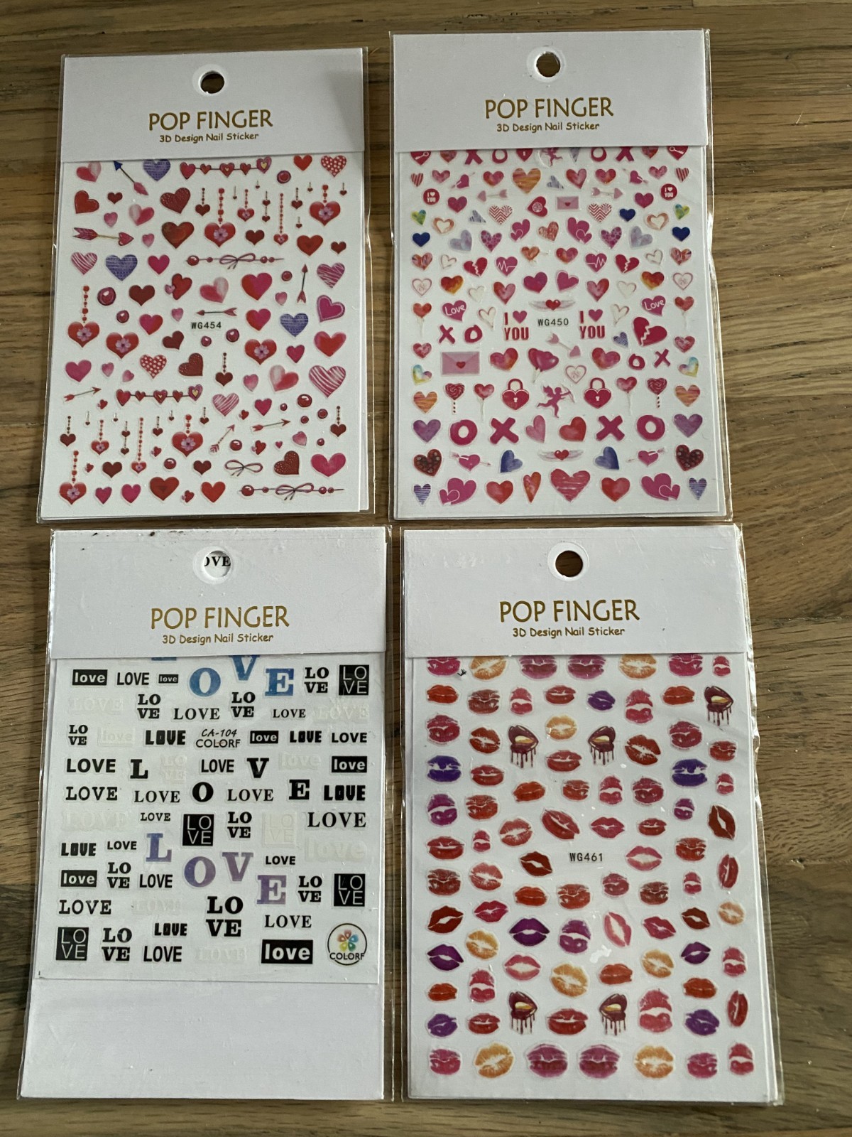 LOT Pop Finger WG454 WG450 WG461 CA104 Nail Stickers 3D Design Art Decal Sheet
