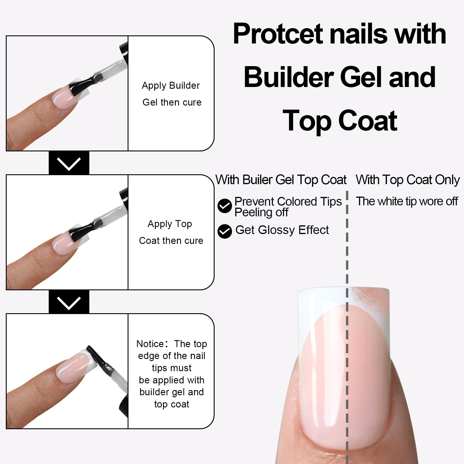 Anyos French Tip Press On Nails 300 Pcs Deep Nude