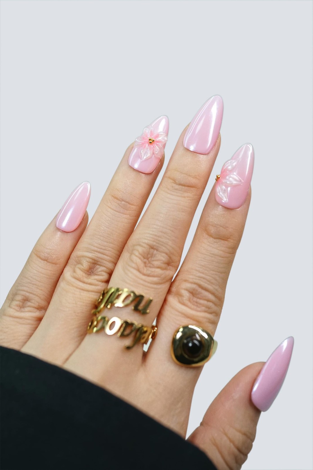 10PCS Handmade Press On Nails REUSABLE 3D Fake Nails Acrylic Slim Natural Pro…