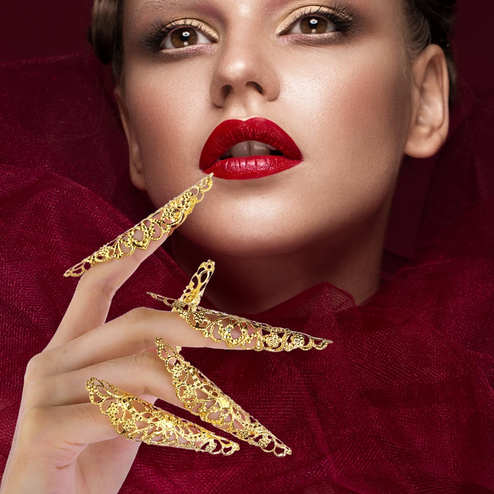 20 Pack Finger Nail Claw Rings Ancient 8cm/3.15in*2cm 0.79in, Gold and Silver