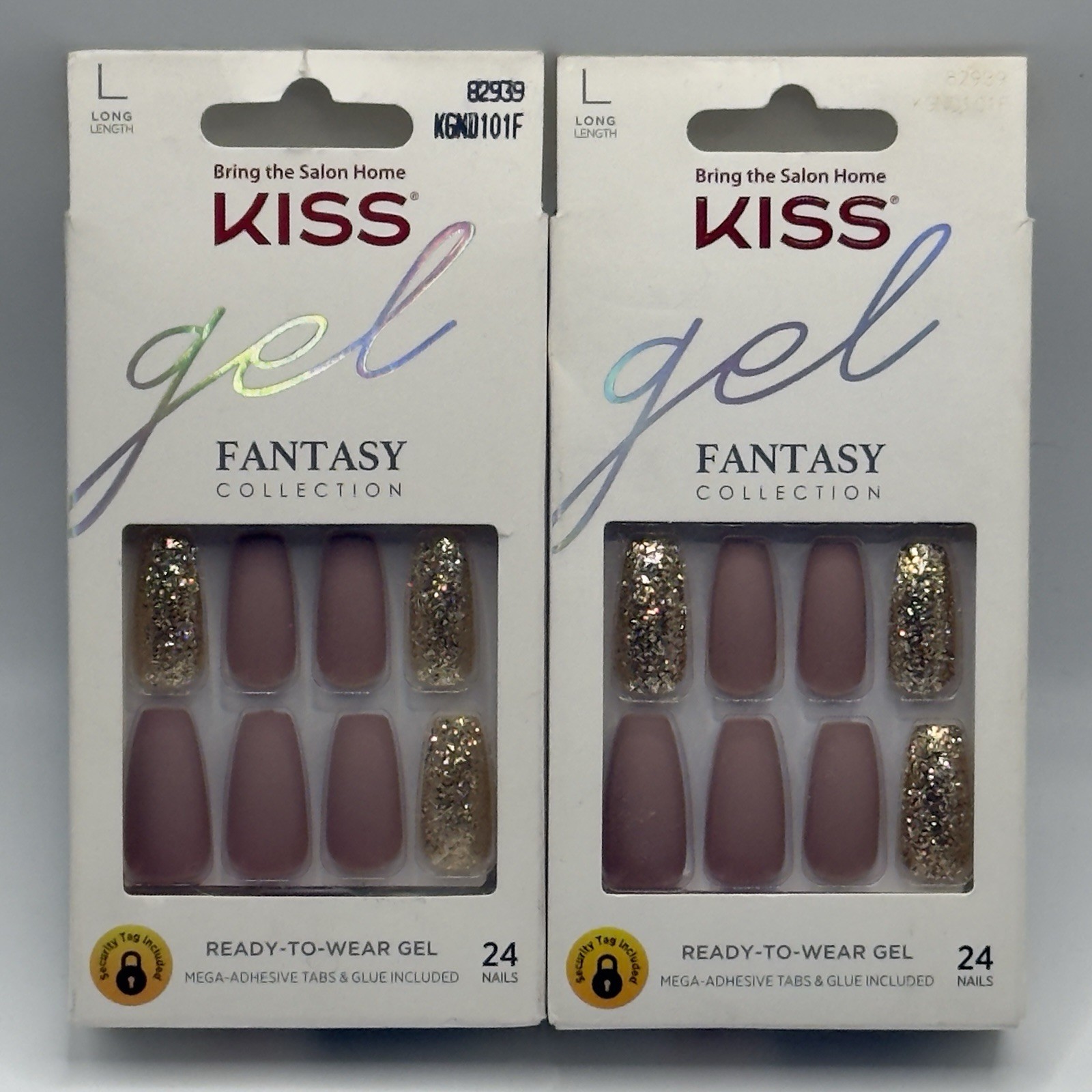 KISS – LOT of 2 – GEL Fantasy Collection NAILS w/Tabs & Glue- 82939 LONG LENGTH