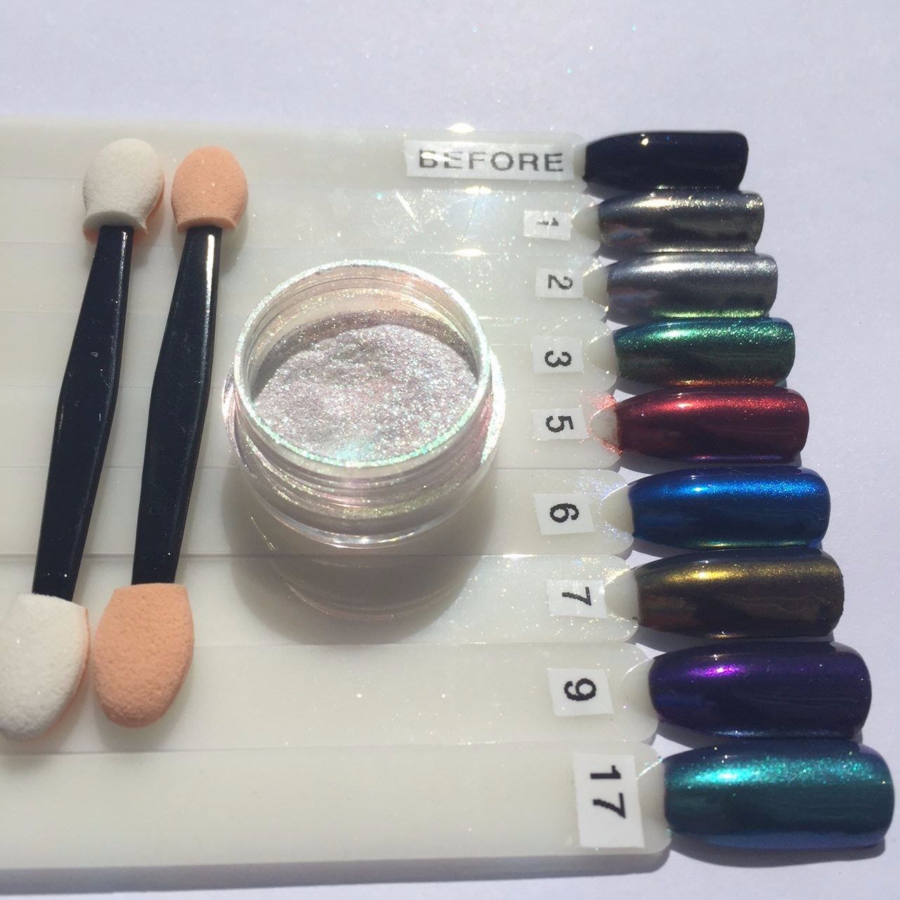 SALE! 5g MIRROR CHROME POWDER NAILS EFFECT AURORA COLOUR PIGMENT DUST + BRUSH