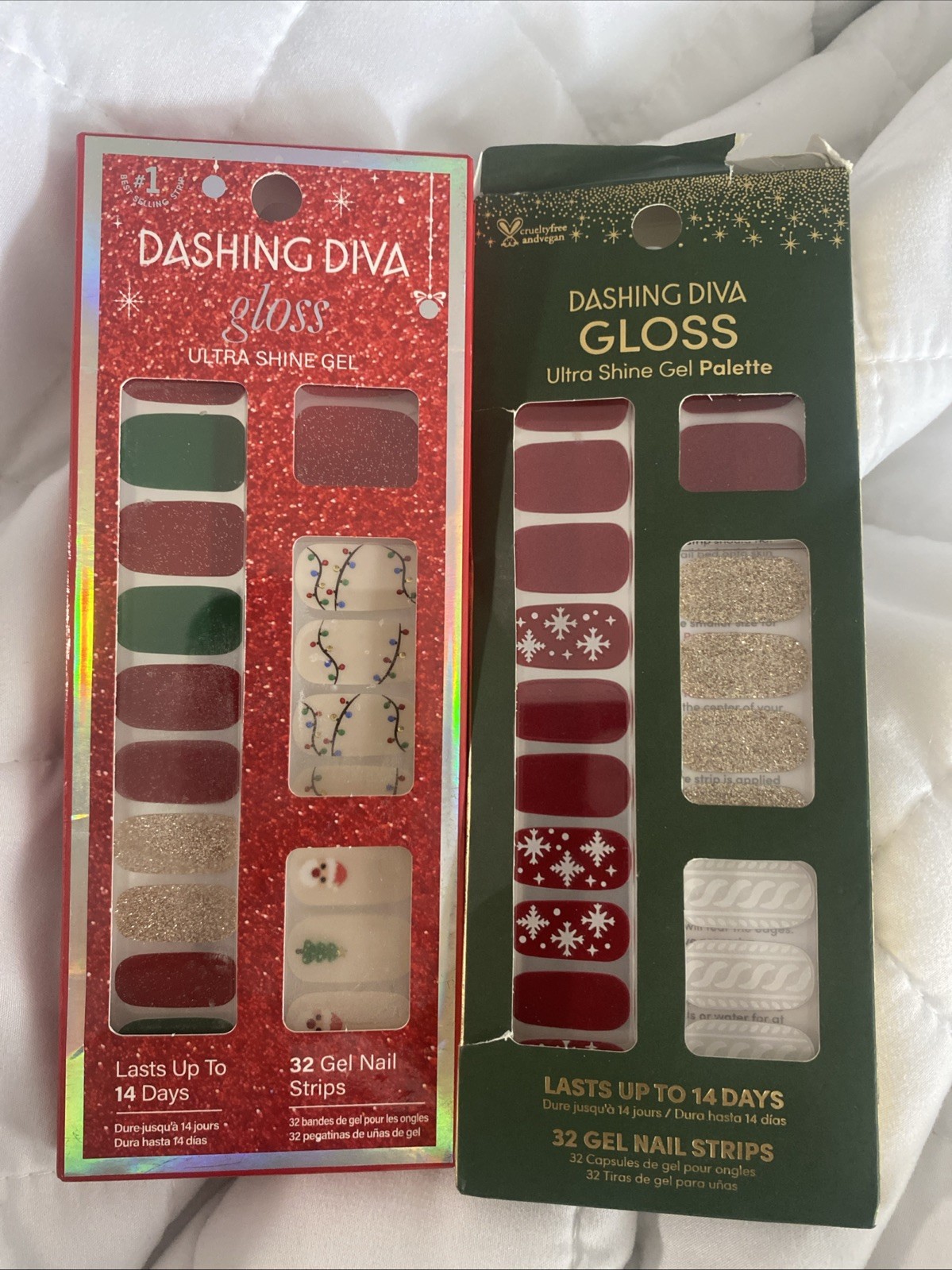 Lot Of 2 Packs 32 Pieces Dashing Diva Gloss Ultra Shine Holiday Theme